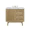 James Martin Vanities Laurent 36in Single Vanity, Light Natural Oak w/ 3 CM Carrara Marble Top 545-V36-LNO-3CAR - alternate 1